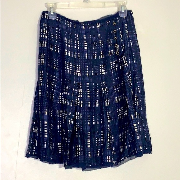 Tory Burch Silk Navy blue Academia Sway A line knee length skirt women’s size 2 - Picture 2 of 12